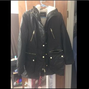 GUESS green faux fur winter coat